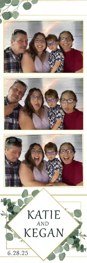Wedding photo booth print strip from a FastBooth booth at a Michigan wedding